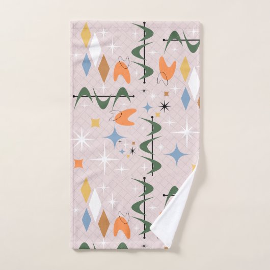  hedendaags retropatroon atomisch roze bad handdoek (Handdoek)