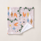  hedendaags retropatroon atomisch roze bad handdoek (Wasdoekje)