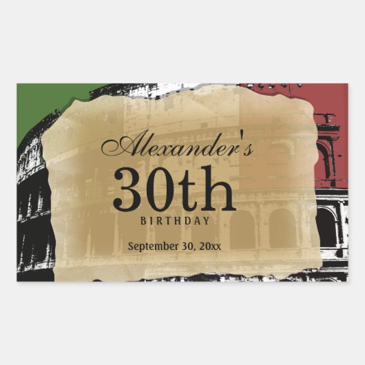 Hedendaags Romeins Colosseum Wijnlabel Rechthoekige Sticker (Voorkant)