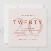Hedendaags Roos 20e verjaardag van de uitnodiging (Voorkant)