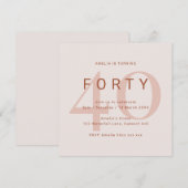 Hedendaags Roos 40e verjaardag van de uitnodiging (Voorkant / Achterkant)