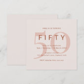 Hedendaags Roos - 50e verjaardag van de uitnodigin Save The Date (Voorkant / Achterkant)