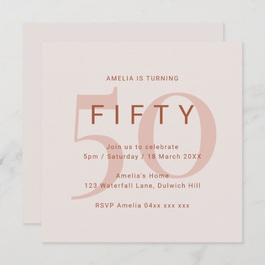 Hedendaags Roos - 50e verjaardag van de uitnodigin Save The Date (Voorkant / Achterkant)