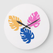 Hedendaags rustiek Blauwgroen blad Grote Klok (Voorkant)