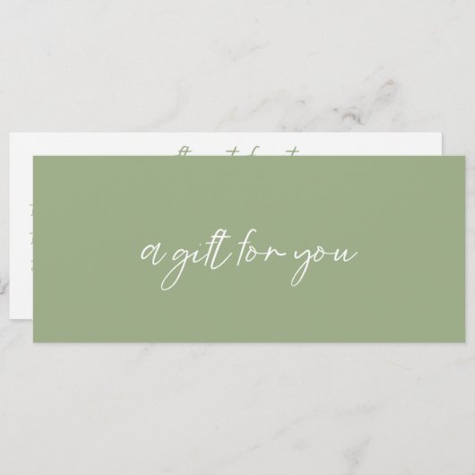 Hedendaags Sage Groen Modern Cadeaubon (Voorkant / Achterkant)