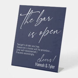 Hedendaags Schrift Navyblauw De Bar is Open Reclamebord Met Voetstuk