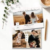 Hedendaags Script Modern Beige Fotobruiloft Save The Date