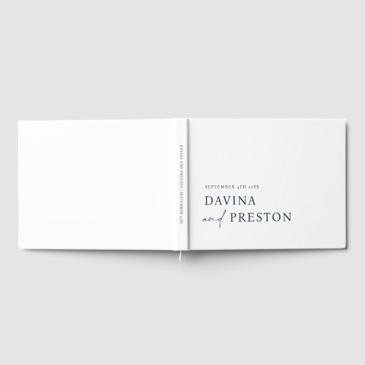 Hedendaags Script Modern Minimalist NAVY BLUE Gastenboek (Volledig)