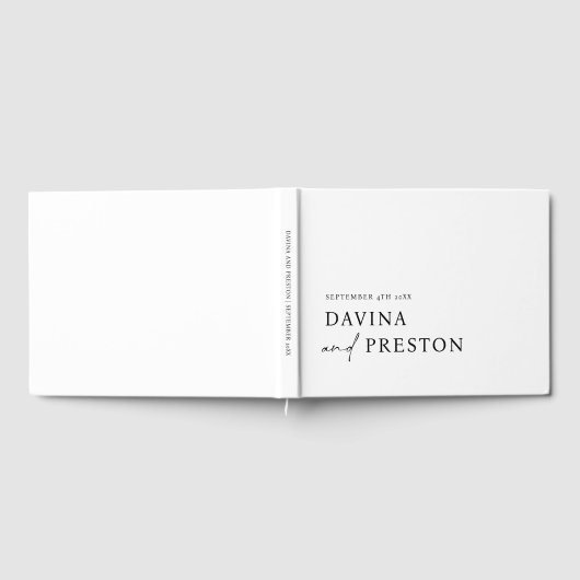 Hedendaags script Modern minimalistisch WIT ZWART Gastenboek (Volledig)