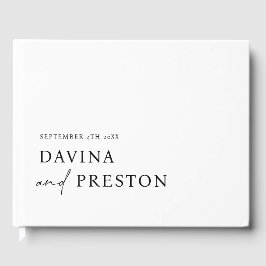 Hedendaags script Modern minimalistisch WIT ZWART Gastenboek