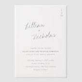 Hedendaags Script Moderne bruiloft Vellum Uitnodigingen (Voorkant)