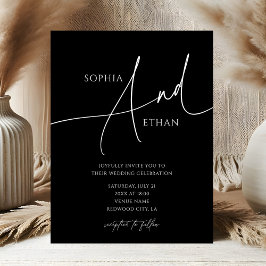 Hedendaags Script Moody Zwart Bruiloft Kaart