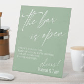 Hedendaags script Sagegroen De bar is open Reclamebord Met Voetstuk (Insitu)