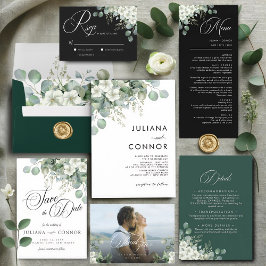 Hedendaags Smaragdgroen Bruiloftsprogramma Programmakaart