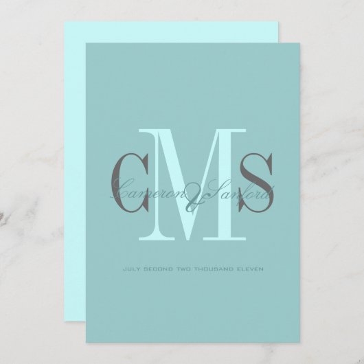 Hedendaags + stijlvol monogram Huwelijksuitnodigin Kaart (Voorkant / Achterkant)