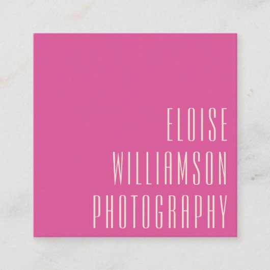 Hedendaags Trendy Chic Bold Typografie Hot Pink Vierkante Visitekaartje (Voorkant)