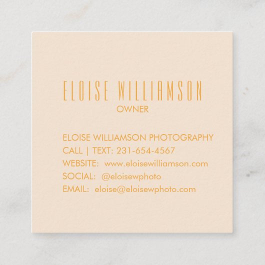 Hedendaags Trendy Chic Bold Typography Yellow Vierkante Visitekaartje (Achterkant)