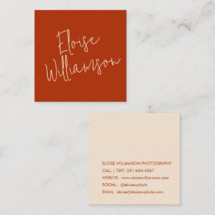Hedendaags Trendy Chic Krachtig Kalligrafie Rood Vierkante Visitekaartje