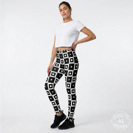 Hedendaags trendy zwart-wit vierkantjespatroon leggings