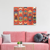 Hedendaags Turks Kilim Patroon Triptiek Canvas Afdruk (Insitu (Woonkamer))