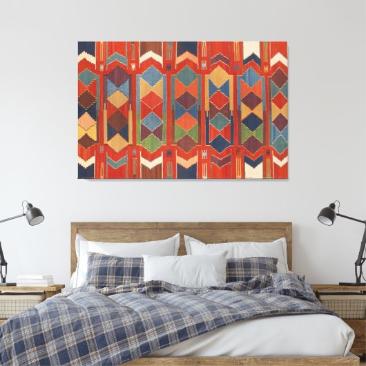 Hedendaags Turks Kilim Patroon Triptiek Canvas Afdruk (Insitu (Slaapkamer))