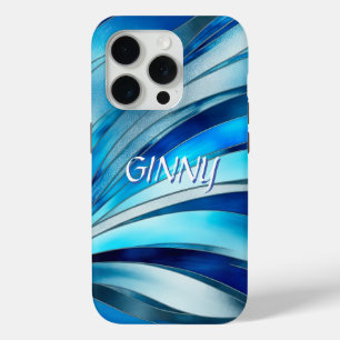 Hedendaags Turquoise Blauw Golfpatroon iPhone 15 Pro Case