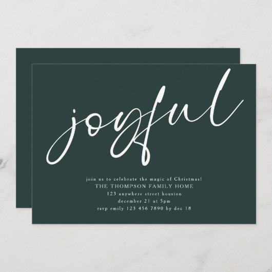 Hedendaags Vrolijk Script Kerstfeest Groen Kaart (Voorkant / Achterkant)