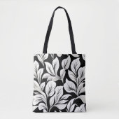 Hedendaags Waldorf bladpatroon zwart wit grijs Tote Bag (Voorkant)