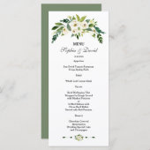Hedendaags wit bloeiend bloemenuw huwelijksmenu menu (Voorkant / Achterkant)