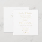 Hedendaags  Wit Goud BAT BAR MITZVAH Klassieker Kaart (Voorkant / Achterkant)