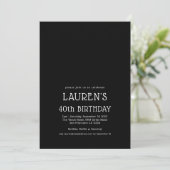 Hedendaags Wit Zwart 40e Verjaardagsfeest Kaart (Staand voorkant)