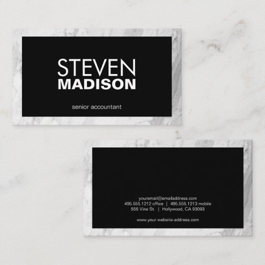 Hedendaags | Witte marmer Visitekaartje (Voorkant / Achterkant)