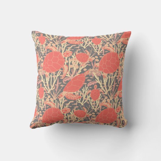 Hedendaags Zee schildpad roze grijs Kussen (Achterkant)