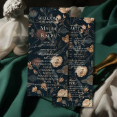 Hedendaags zwart bloemig huwelijksceremonieprogram