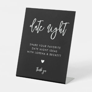 Hedendaags zwart Date nacht ideeën Reclamebord Met Voetstuk