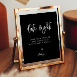 Hedendaags zwart Datum nacht ideeën teken Poster<br><div class="desc">Datumnacht ideeën voor de pasgetrouwden teken. Een gedurfde en trendy typografie voor uw feestartikelen & briefpapier,  eenvoudig maar elegant met een zwart-wit thema. Volledig aanpasbaar: u kunt indien nodig de kleuren van het lettertype en de achtergrond wijzigen.</div>