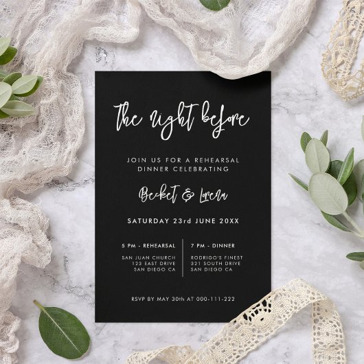 Hedendaags zwart De nacht voor bruiloft Kaart