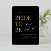 Hedendaags zwart en goud Vrijgezellenfeest Folie Uitnodiging (Staand Voorkant)