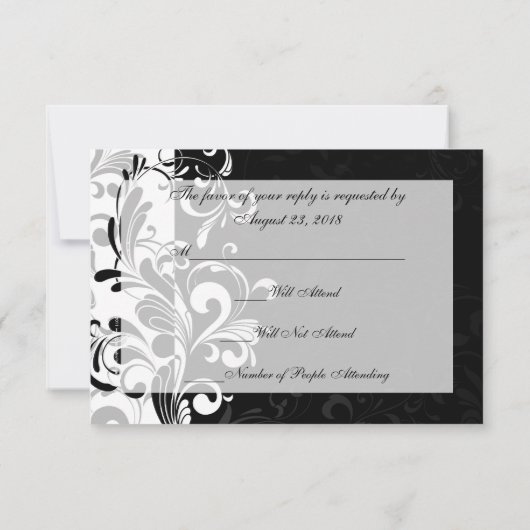 hedendaags zwart en wit zwijn RSVP kaartje (Achterkant)