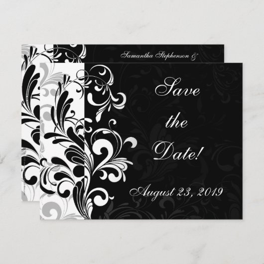 hedendaags zwart en wit zwijn save the date (Voorkant / Achterkant)