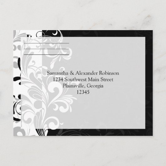 hedendaags zwart en wit zwijn uitnodiging briefkaart (Achterkant)