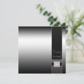 Hedendaags Zwart en Zilver Verjaardagsfeest Kaart (Staand voorkant)