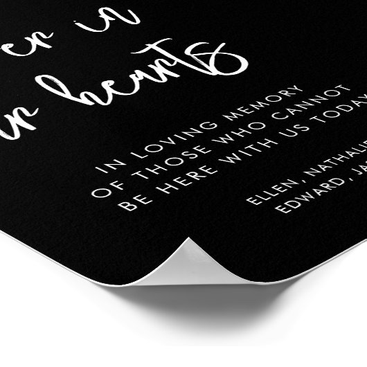 Hedendaags zwart Forever in ons hart teken Poster (Hoek)