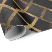 Hedendaags zwart gouden geometrisch abstract patro cadeaupapier (Rol Hoek)