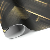 Hedendaags zwart gouden geometrisch abstract patro cadeaupapier (Rol Hoek)