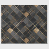 Hedendaags zwart gouden geometrisch abstract patro cadeaupapier (Vlak)