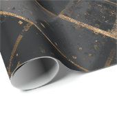 Hedendaags zwart gouden geometrisch abstract patro cadeaupapier (Rol Hoek)