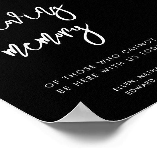 Hedendaags zwart In liefdevolle herinnering bruilo Poster (Hoek)