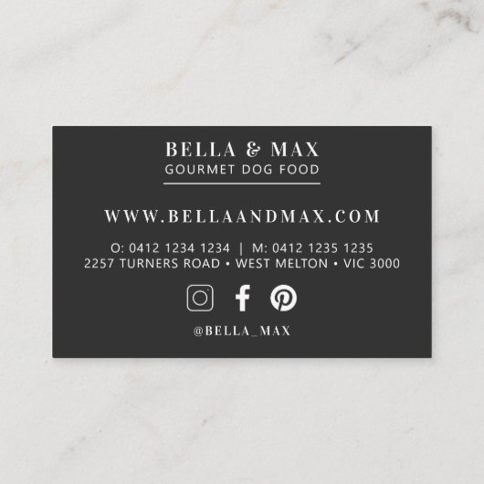 Hedendaags zwart op zwarte hond bot patroon visitekaartje (Achterkant)