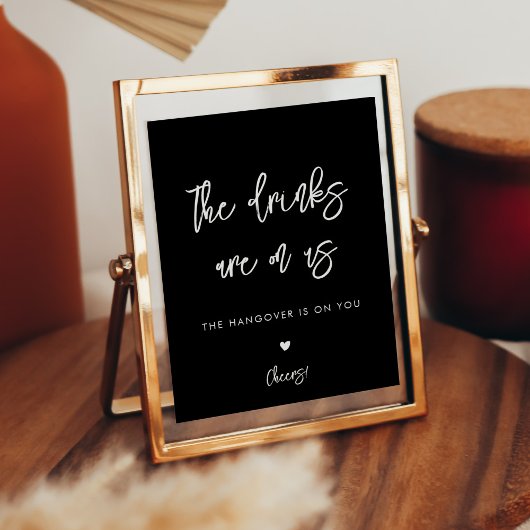 Hedendaags zwart open bar bord voor een trouwfeest poster